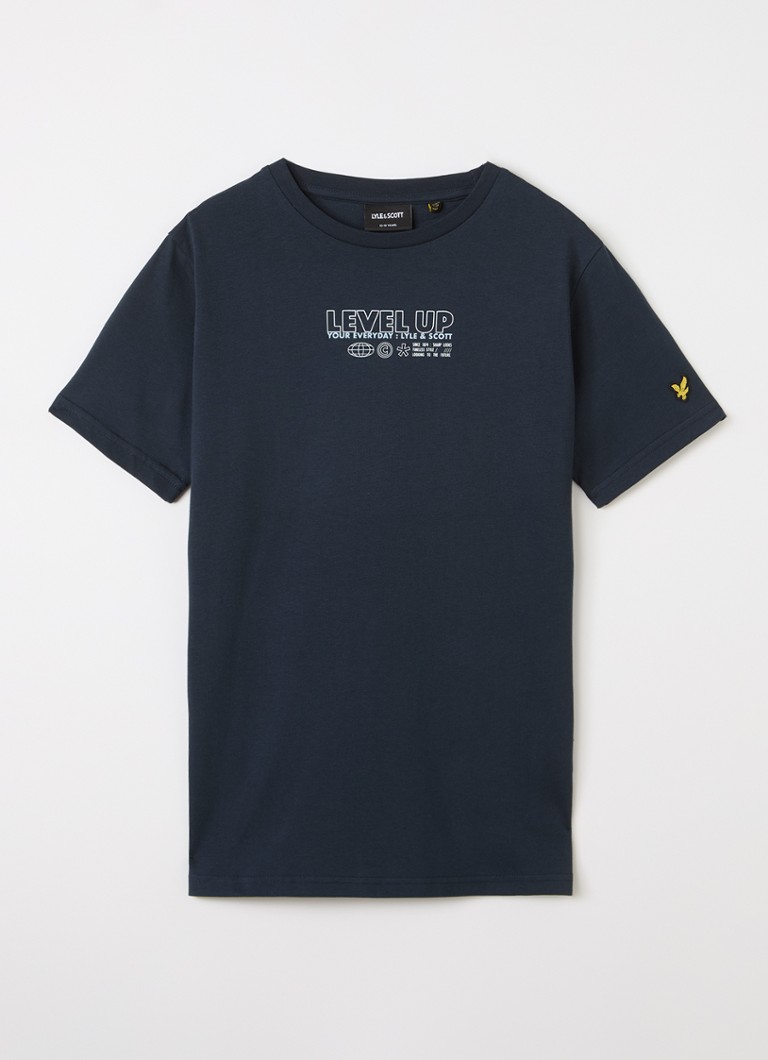 Lyle & Scott Jongens Level Up T-shirt met logo in de kleur Donkerblauw, maat: 15-16J=176