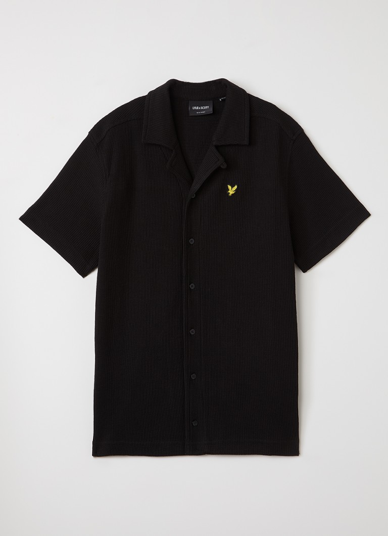 Lyle & Scott Jongens Overhemd met structuur en logo in de kleur Zwart, maat: 10-11J=140
