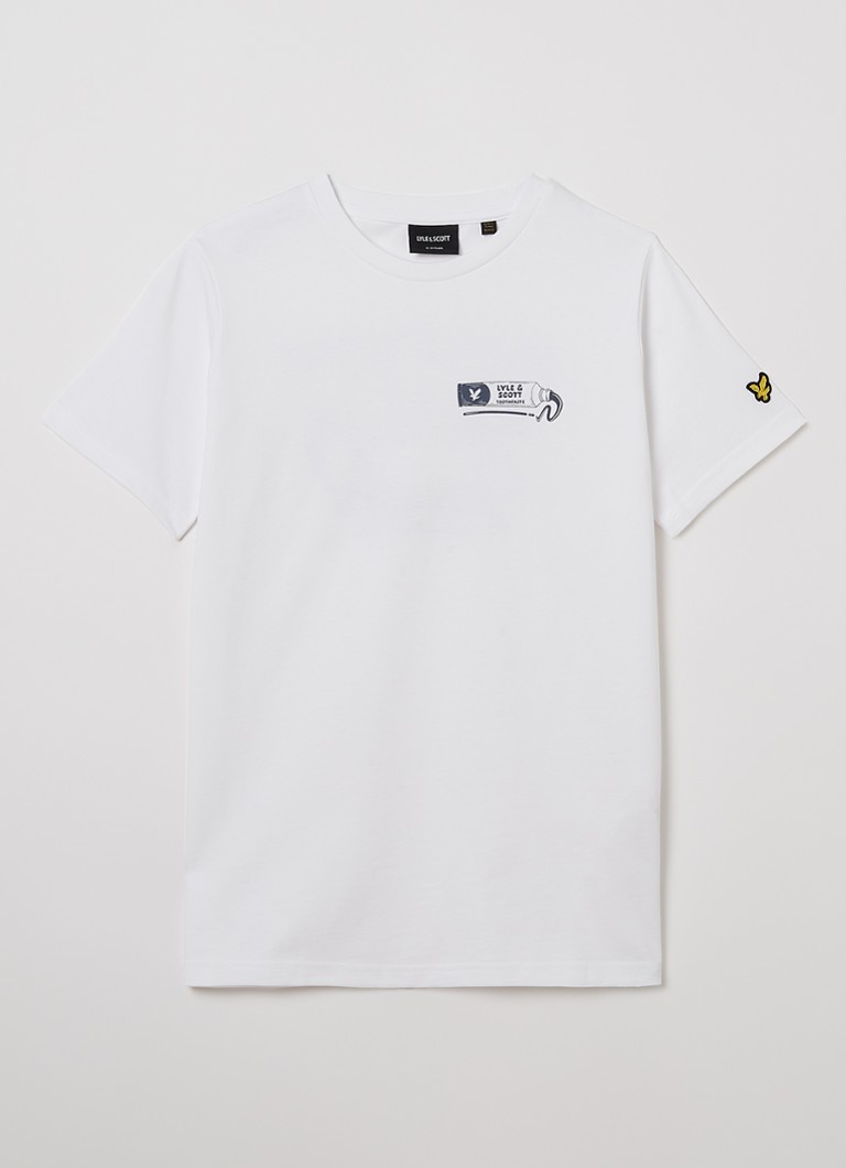 Lyle & Scott Jongens T-shirt met front- en backprint in de kleur Wit, maat: 15-16J=176