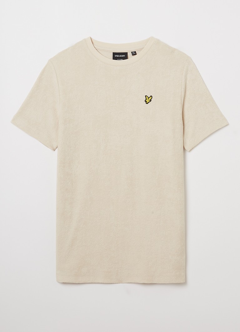 Lyle & Scott Jongens T-shirt van badstof met logoborduring in de kleur Beige, maat: 12-13J=152