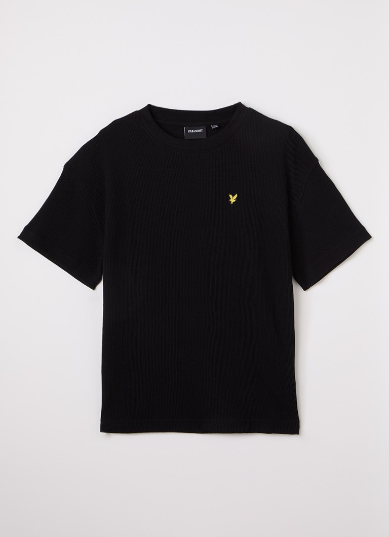 Lyle & Scott Jongens T-shirt met structuur in de kleur Zwart, maat: 14-15J=164