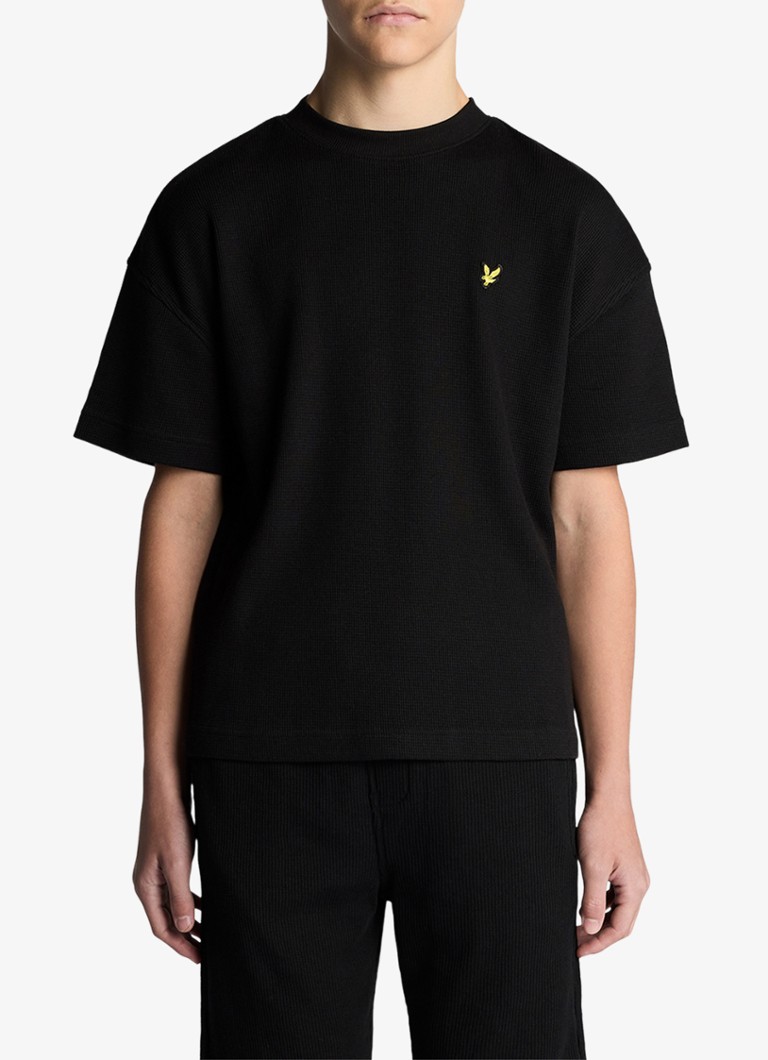 Lyle & Scott Jongens T-shirt met structuur in de kleur Zwart, maat: 12-13J=152