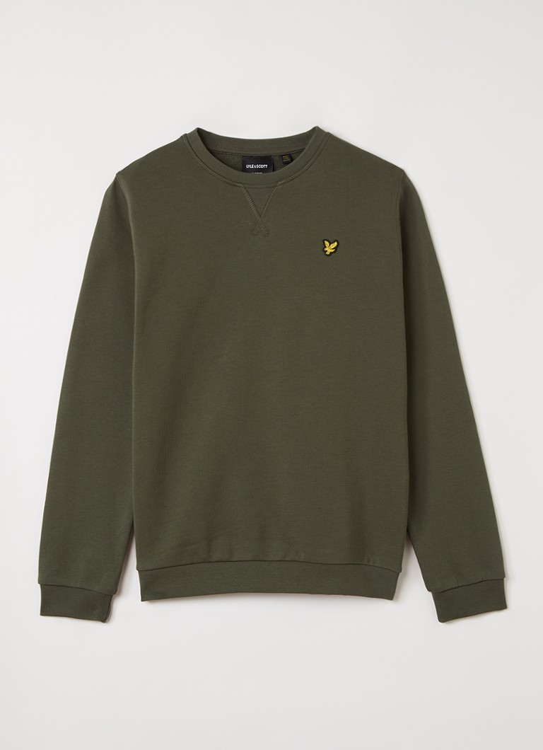 Lyle & Scott Jongens Sweater met logoborduring in de kleur Legergroen, maat: 12J-13J=152
