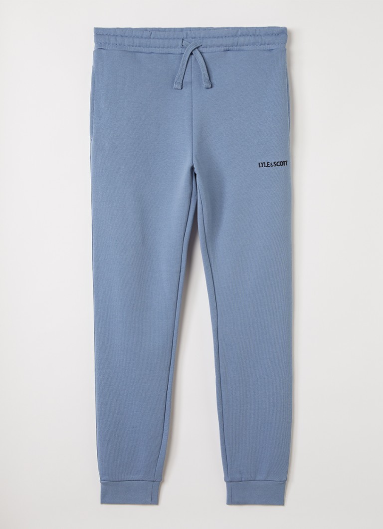 Lyle & Scott Jongens Tapered fit joggingbroek met logo in de kleur Staalblauw, maat: 14J-15J=164