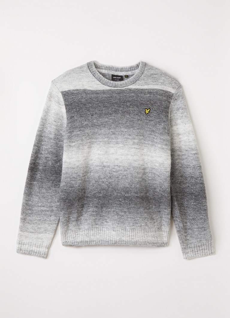 Lyle & Scott Jongens Fijngebreide trui in wolblend in de kleur Grijsmele, maat: 12J-13J=152