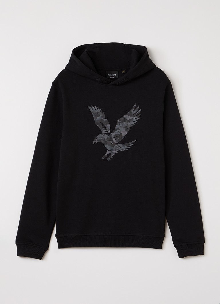 Lyle & Scott Jongens Hoodie met logoprint in de kleur Zwart, maat: 12J-13J=152