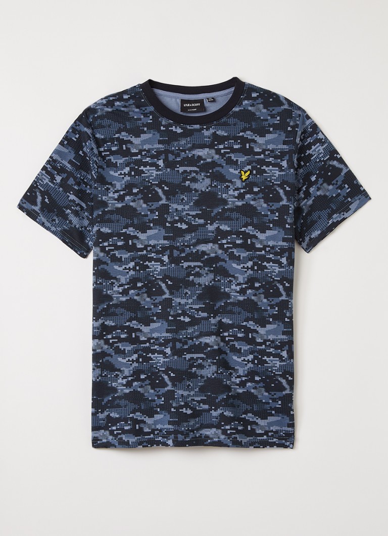 Lyle & Scott Jongens T-shirt met camouflageprint in de kleur Indigo, maat: 12J-13J=152