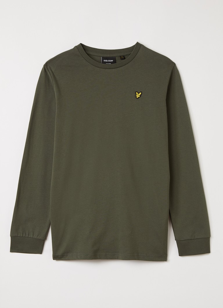 Lyle & Scott Jongens Longsleeve met logoborduring in de kleur Legergroen, maat: 12J-13J=152