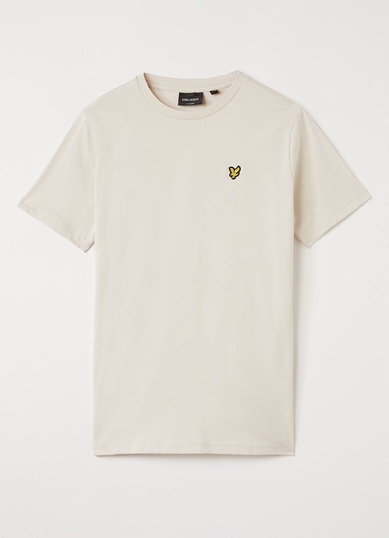 Lyle & Scott Jongens T-shirt met logoborduring in de kleur Beige, maat: 7J-8J=128