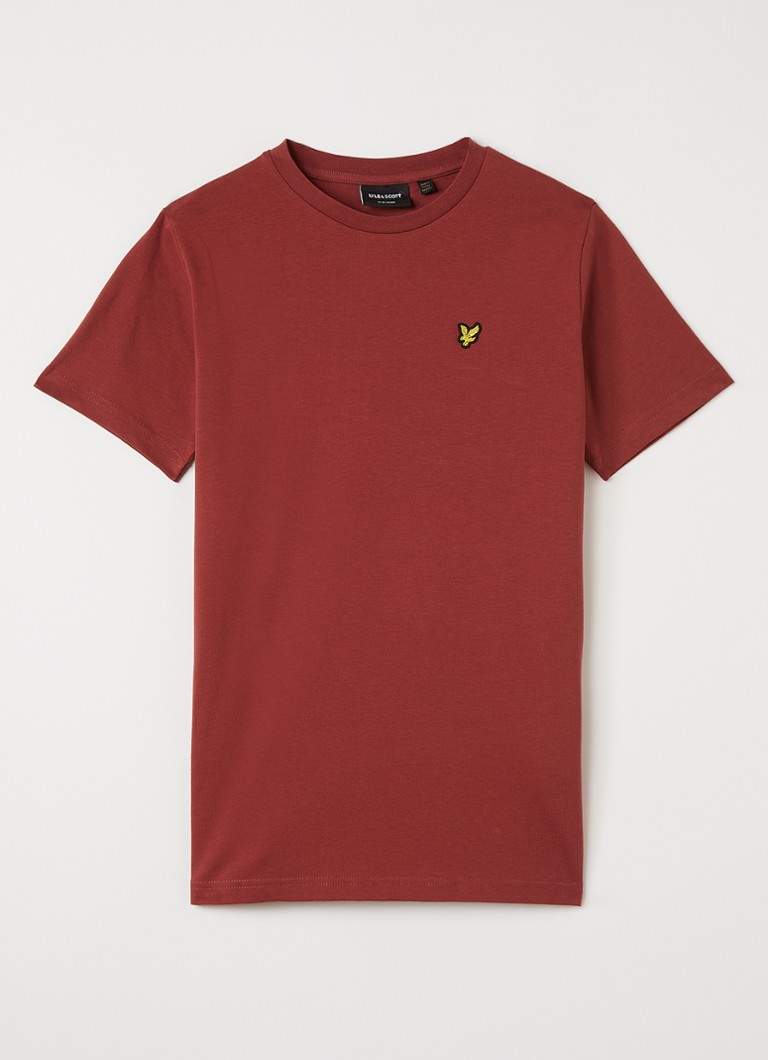 Lyle & Scott Jongens T-shirt met logoborduring in de kleur Steenrood, maat: 15J-16J=176
