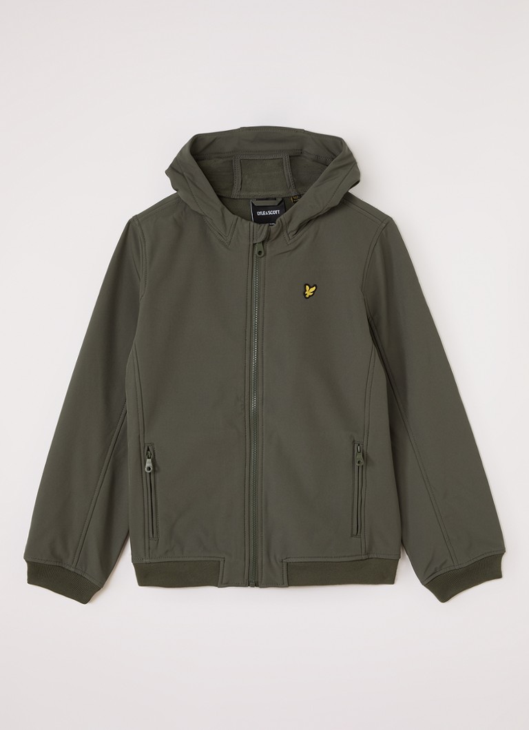 Lyle & Scott Jongens Softshell jack met logo in de kleur Legergroen, maat: 10J-11J=140