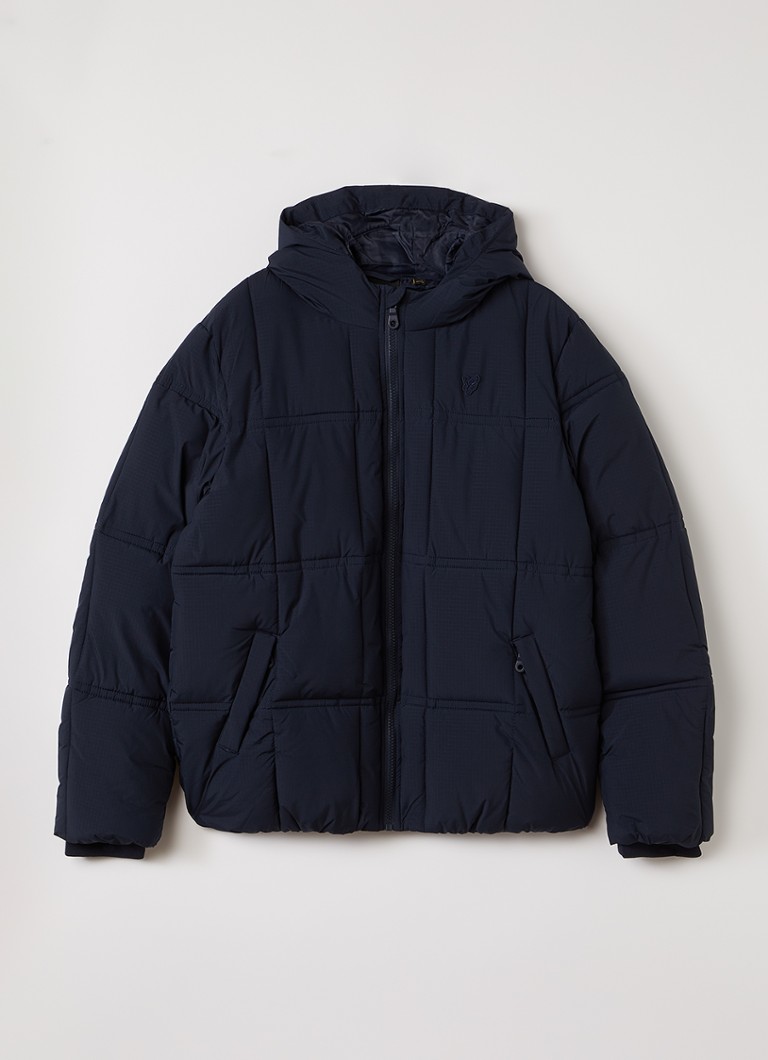 Lyle & Scott Jongens Puffer jack met ritszakken in de kleur Donkerblauw, maat: 12J-13J=152