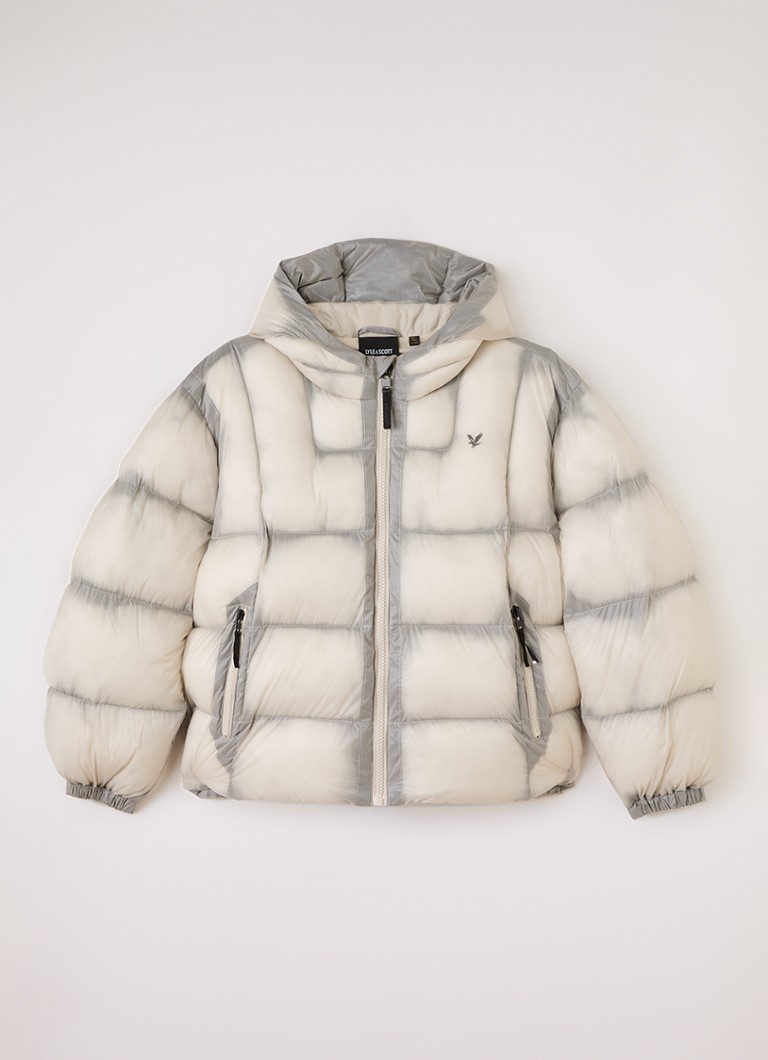 Lyle & Scott Jongens Puffer jack met logo in de kleur Gebroken wit, maat: 15J-16J=176
