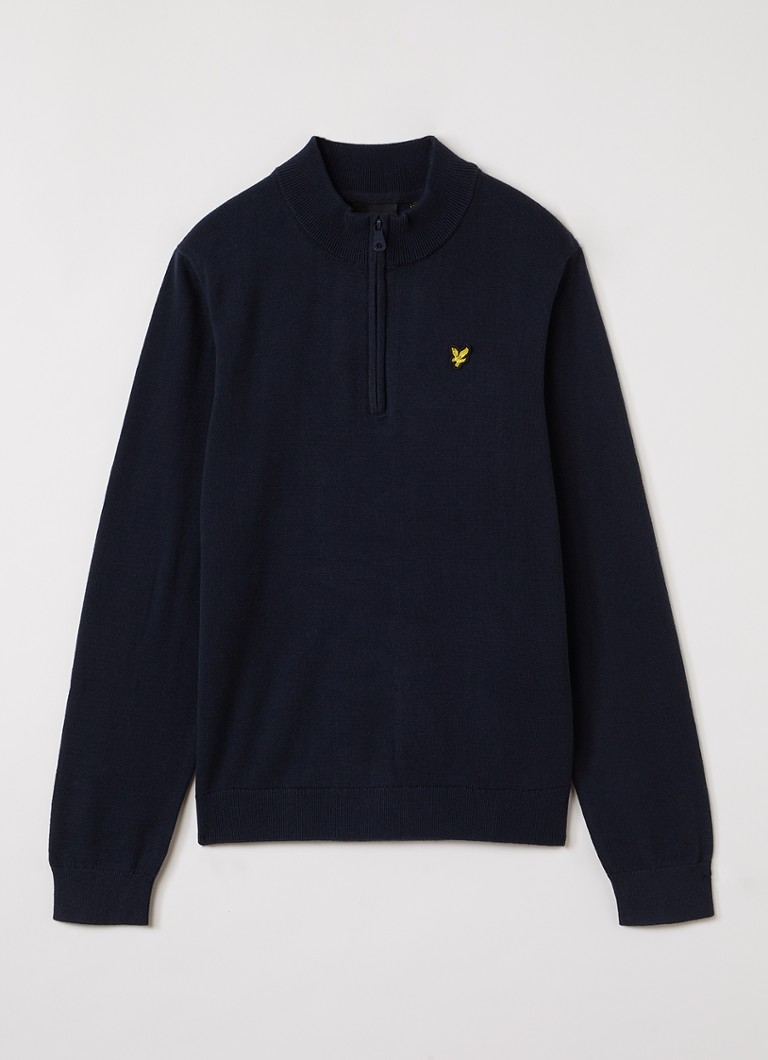 Lyle & Scott Jongens Sweater met halve rits in de kleur Donkerblauw, maat: 10J-11J=140