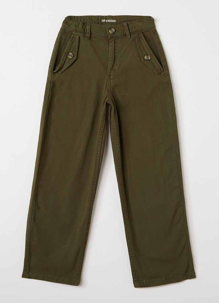 Zadig&Voltaire Meisjes Straight fit chino met steekzakken in de kleur Legergroen, maat: 164