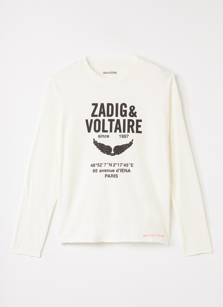 Zadig&Voltaire Meisjes Longsleeve met logoprint en strass in de kleur Gebroken wit, maat: 10A