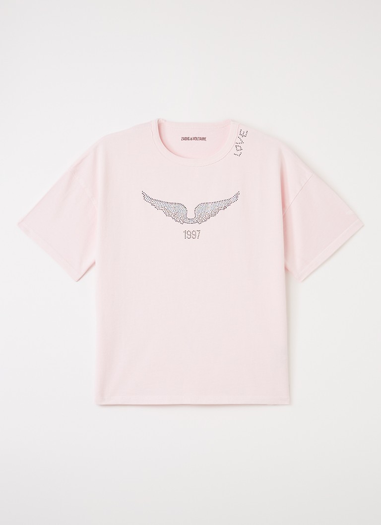 Zadig&Voltaire Meisjes T-shirt met strass in de kleur Lichtroze, maat: 10A