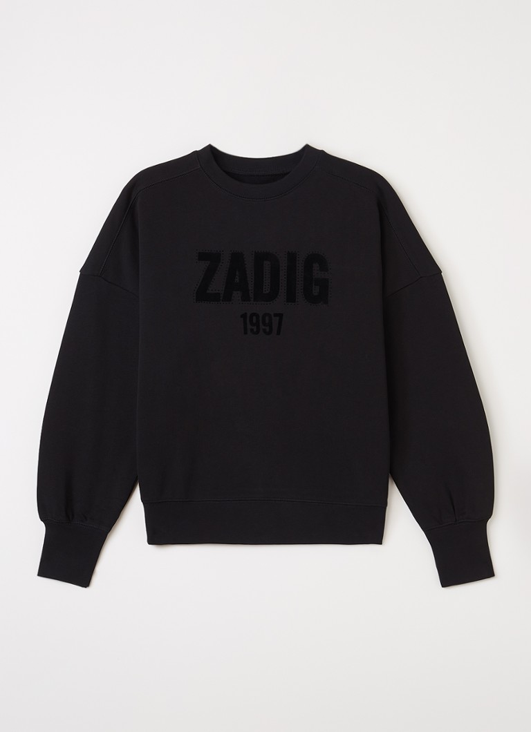 Zadig&Voltaire Meisjes Sweater flock logoprint in de kleur Zwart, maat: 14A