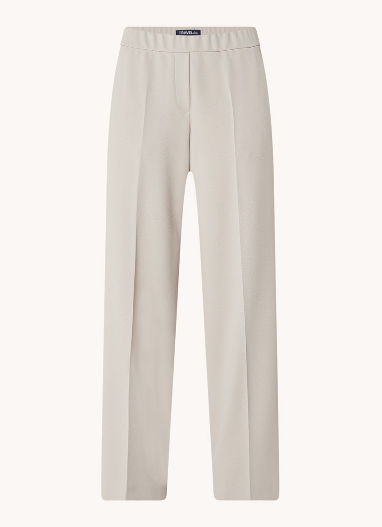 Gardeur Dames Franca mid waist wide fit pantalon met persplooi in de kleur Zand