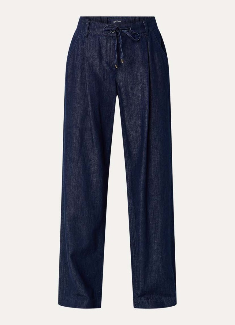 Gardeur Dames Hose mid waist loose fit pantalon met steekzakken in de kleur Donkerblauw