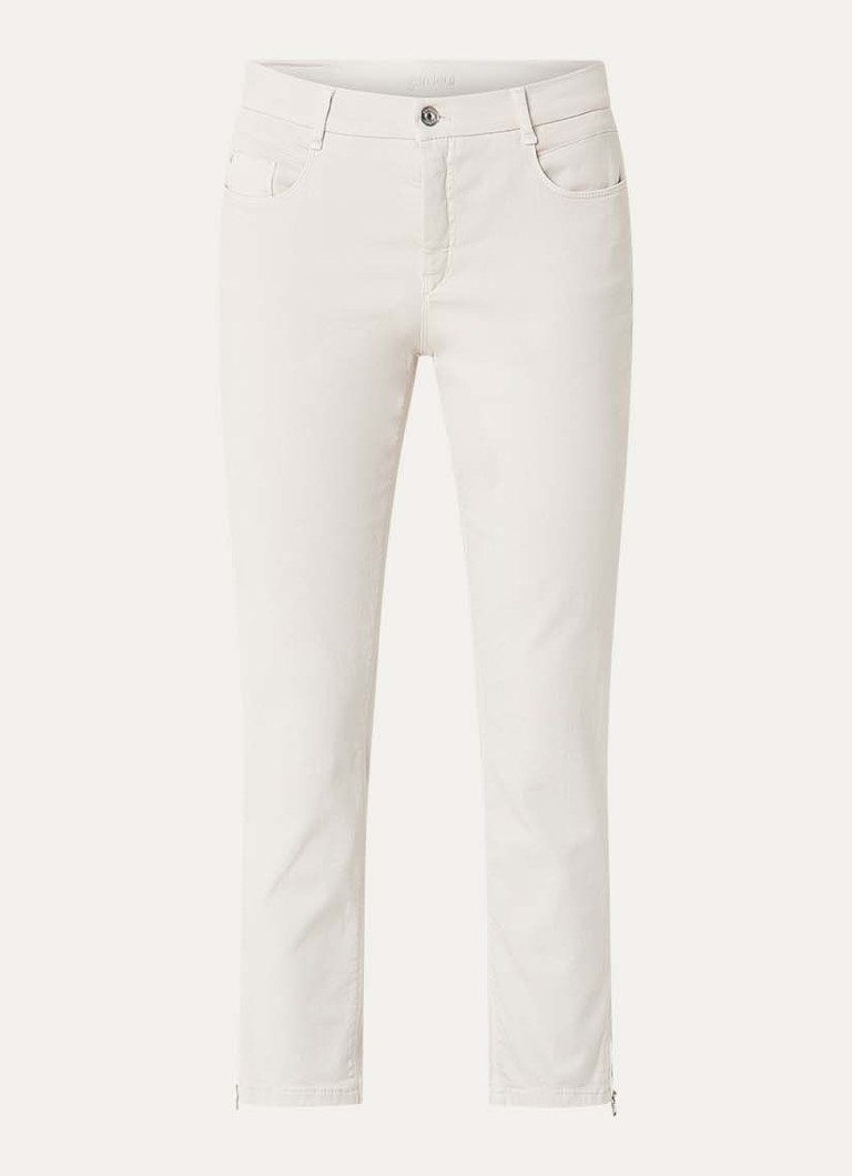 Gardeur Dames Hose mid waist slim fit jeans met gekleurde wassing in de kleur Beige