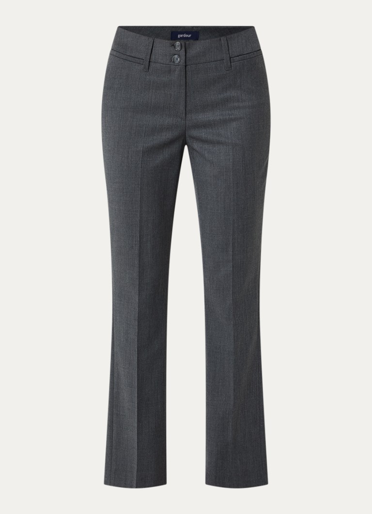Gardeur Dames Mid waist straight fit pantalon in wolblend in de kleur Donkergrijs