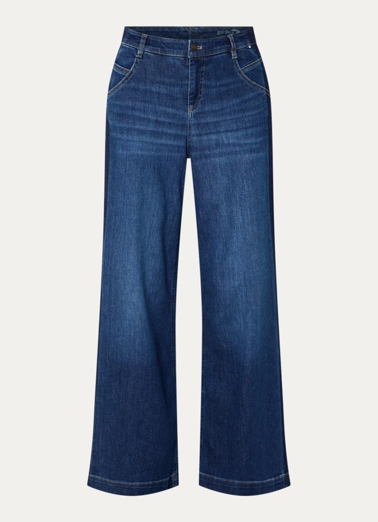 Gardeur Dames Mid waist wide fit jeans met donkere wassing in de kleur Indigo