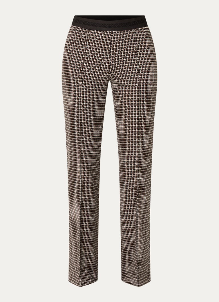 Gardeur Dames Mid waist flared broek met ingebreid print in de kleur Lichtbruin