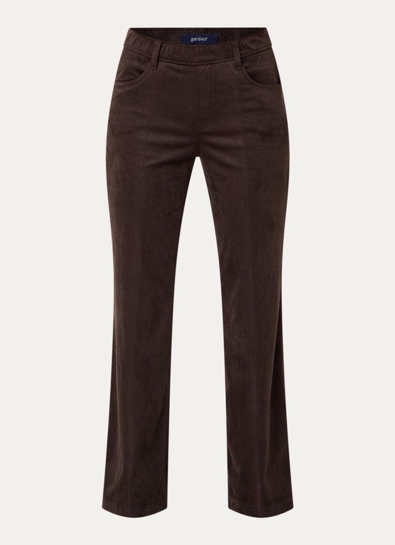 Gardeur Dames High waist flared broek van suède in de kleur Donkerbruin