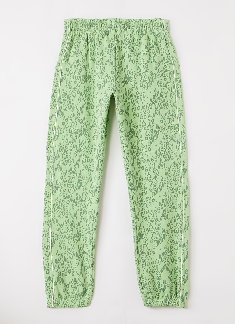 Mini Rodini Meisjes Tapered fit joggingbroek met panterprint in de kleur Groen, maat: 128/134
