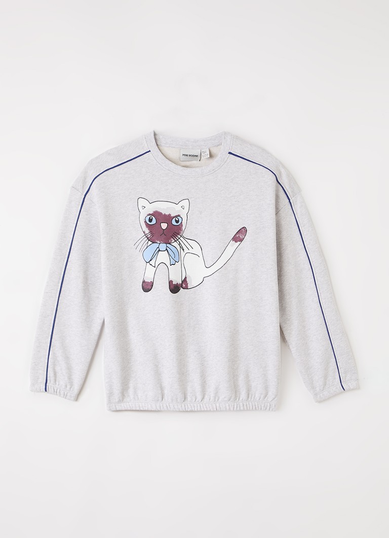 Mini Rodini Meisjes Siamese sweater met print in de kleur Grijsmele, maat: 128/134