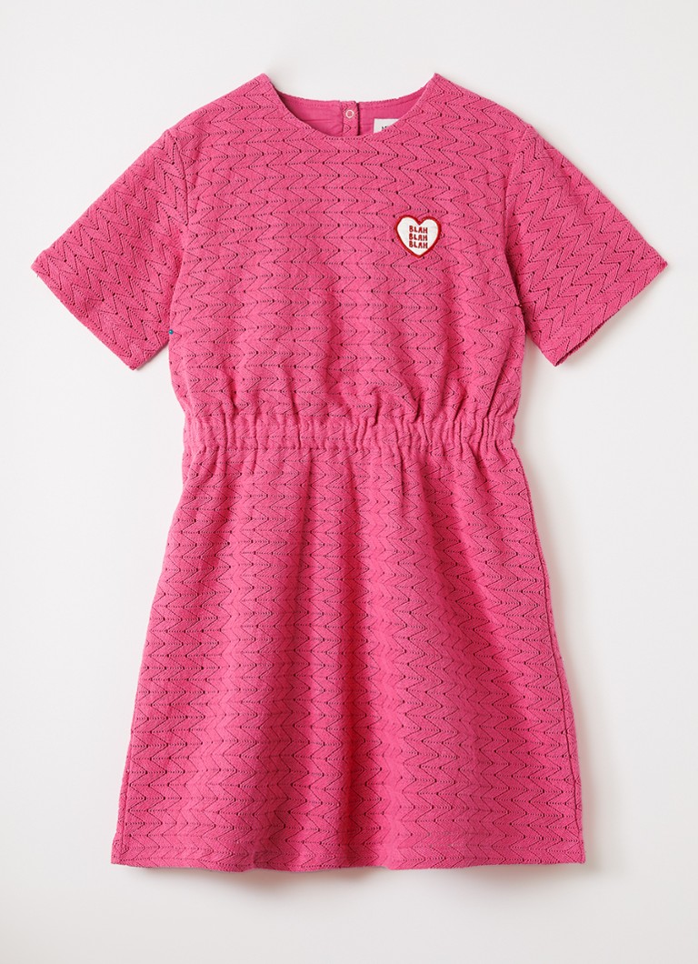 Mini Rodini Dames Jurk met opengewerkt dessin in de kleur Roze, maat: 116/122