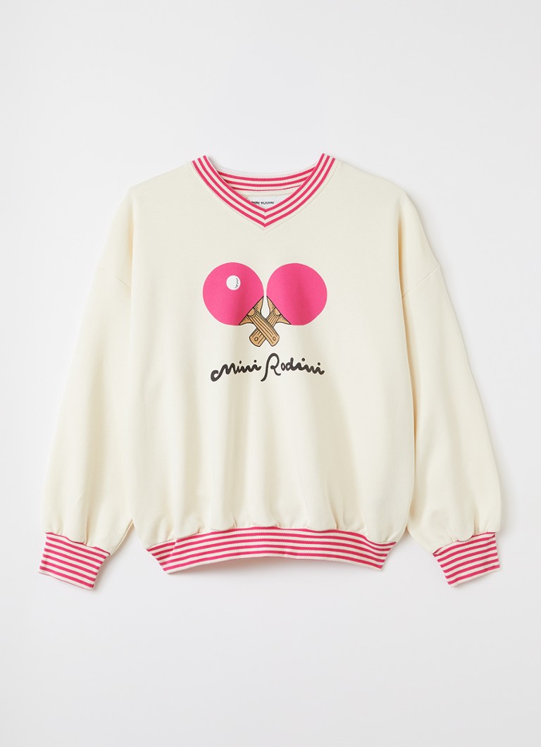 Mini Rodini Meisjes Sweater met logoprint in de kleur Gebroken wit, maat: 128/134