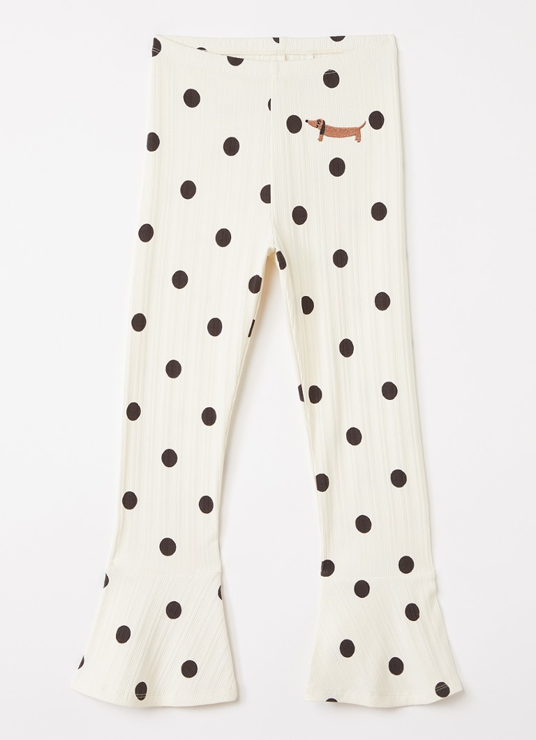Mini Rodini Meisjes Dots flared fit legging met stippenprint in de kleur Gebroken wit, maat: 140/146
