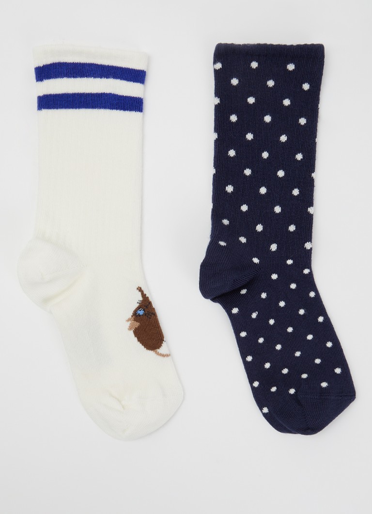 Mini Rodini Meisjes Elephant Shrew sokken met print in 2-pack in de kleur Donkerblauw, maat: 32/35