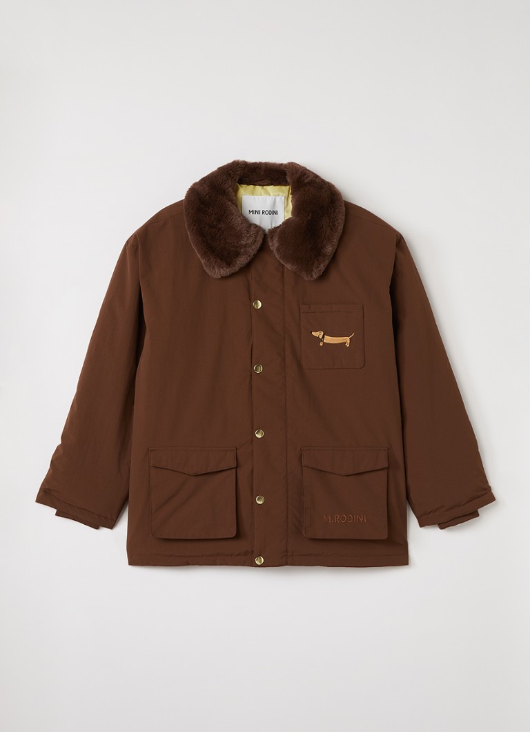 Mini Rodini Meisjes Gewatteerde parka met klepzakken in de kleur Bruin, maat: 140/146