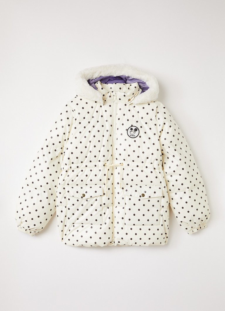 Mini Rodini Meisjes Ritzratz pufferjack met stippenprint in de kleur Gebroken wit, maat: 128/134