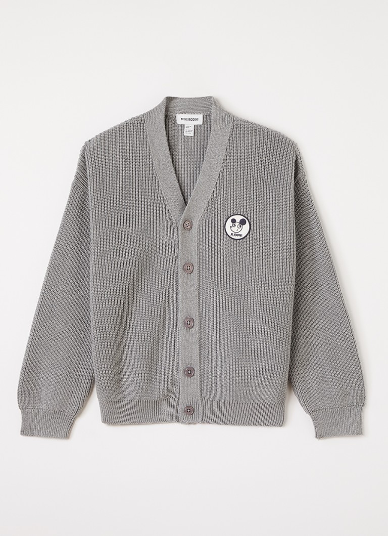Mini Rodini Meisjes Ritzratz ribgebreid vest met borduring in de kleur Grijsmele, maat: 140/146
