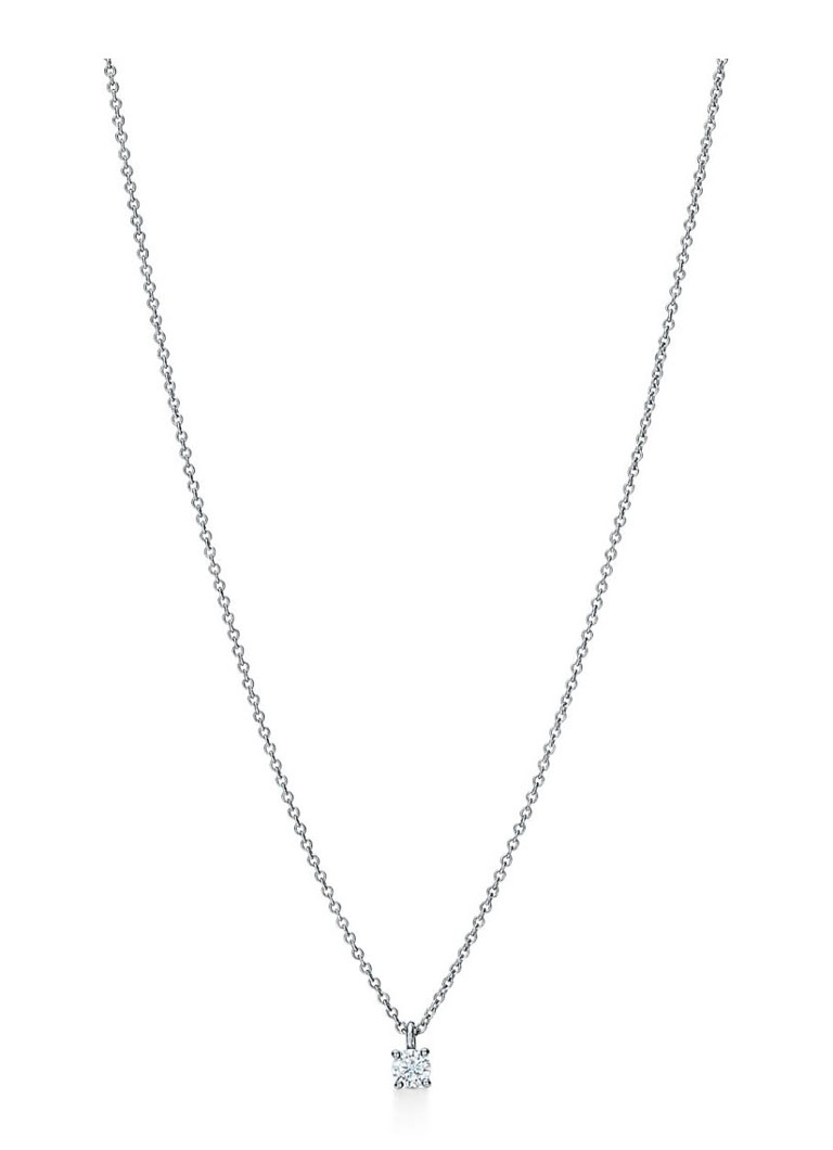 Tiffany & Co. Dames Solitaire ketting van platina met diamant 53963 in de kleur