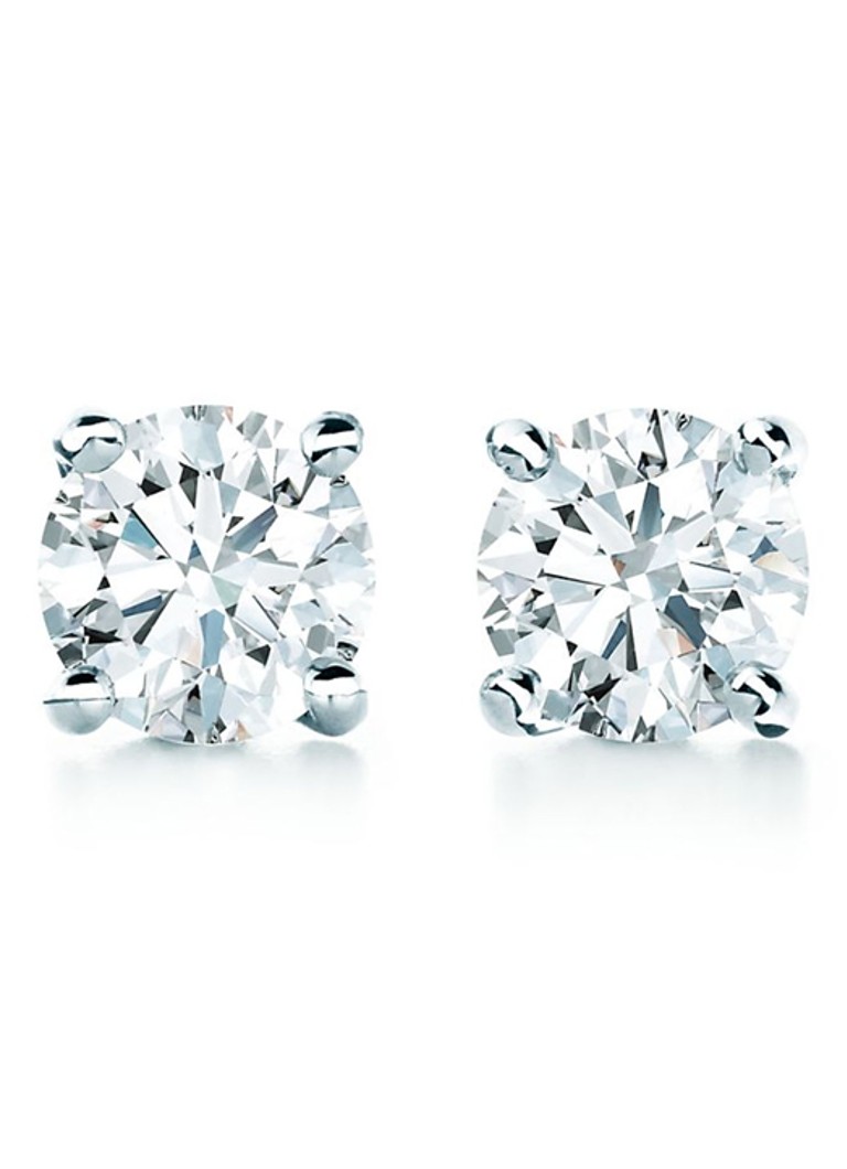 Tiffany & Co. Dames Solitaire oorknopjes van platina met diamant 68337 in de kleur