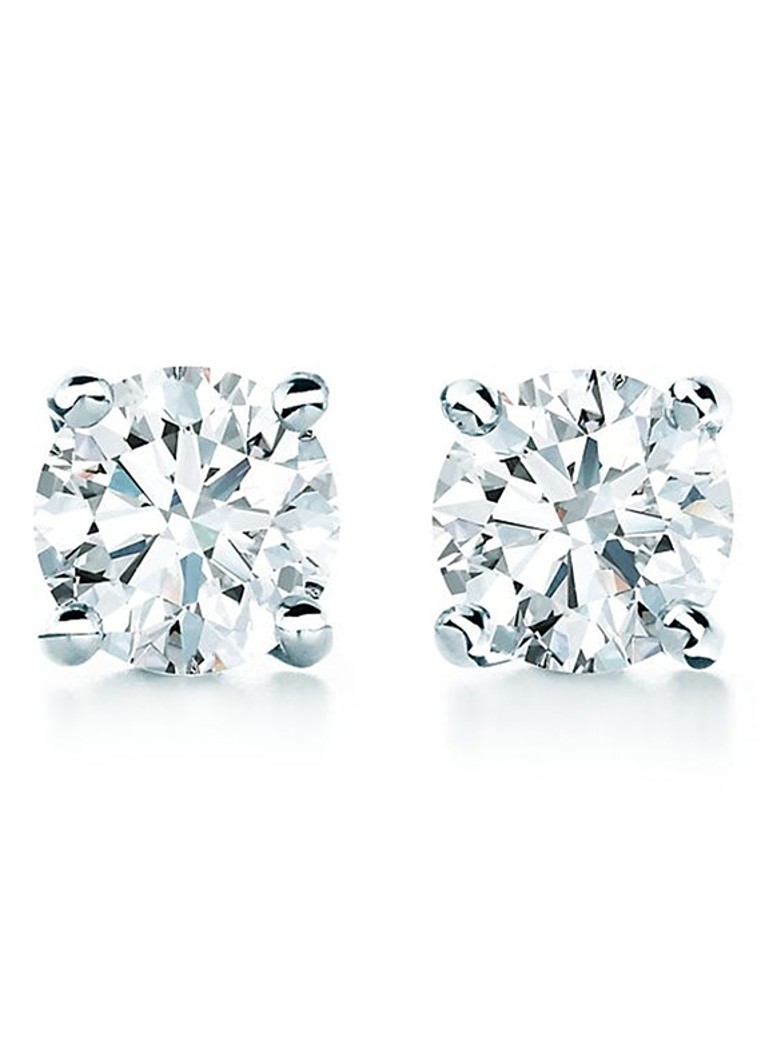 Tiffany & Co. Dames Solitaire oorknopjes van platina met diamant 68338 in de kleur