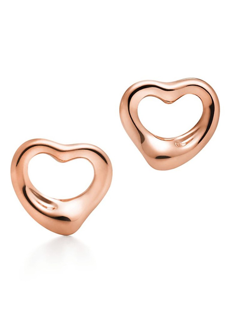 Tiffany & Co. Dames Open Heart oorknopjes van 18 karaat roségoud, 11 mm 59089 in de kleur