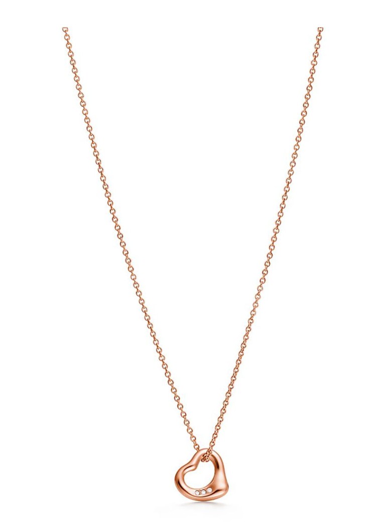 Tiffany & Co. Dames Open Heart ketting van 18 karaat roségoud met diamant, 11 mm 70610 in de kleur