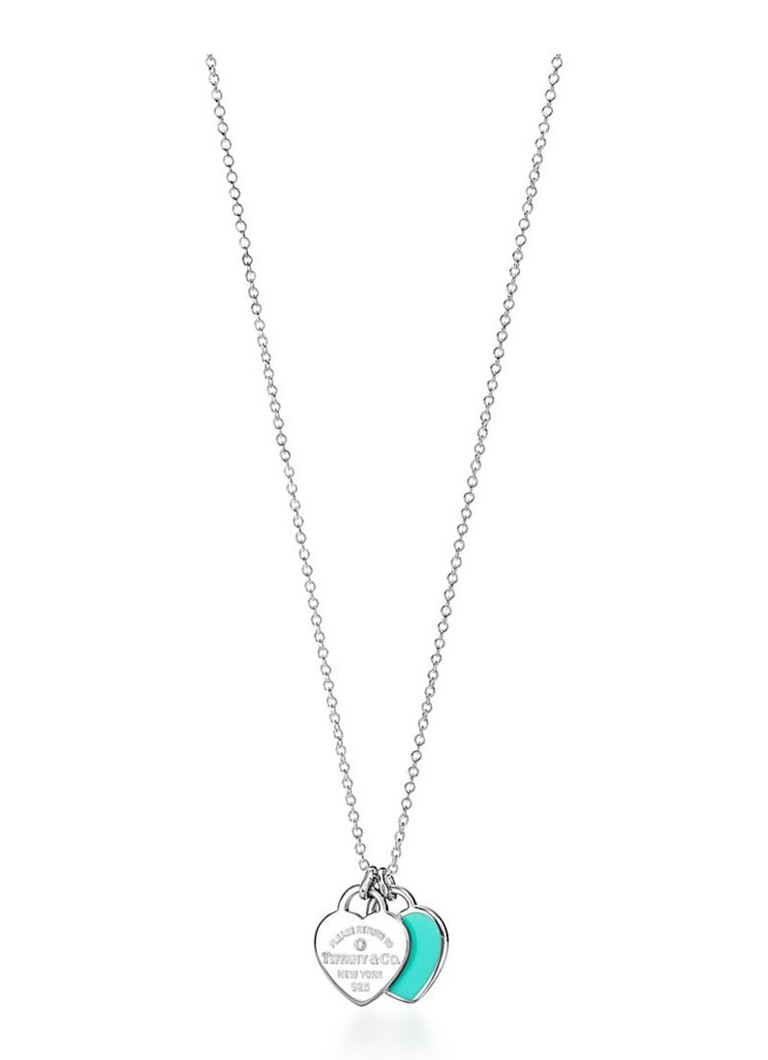 Tiffany & Co. Dames Tiffany Blue Heart Mini ketting van sterling zilver met diamant 19028 in de kleur