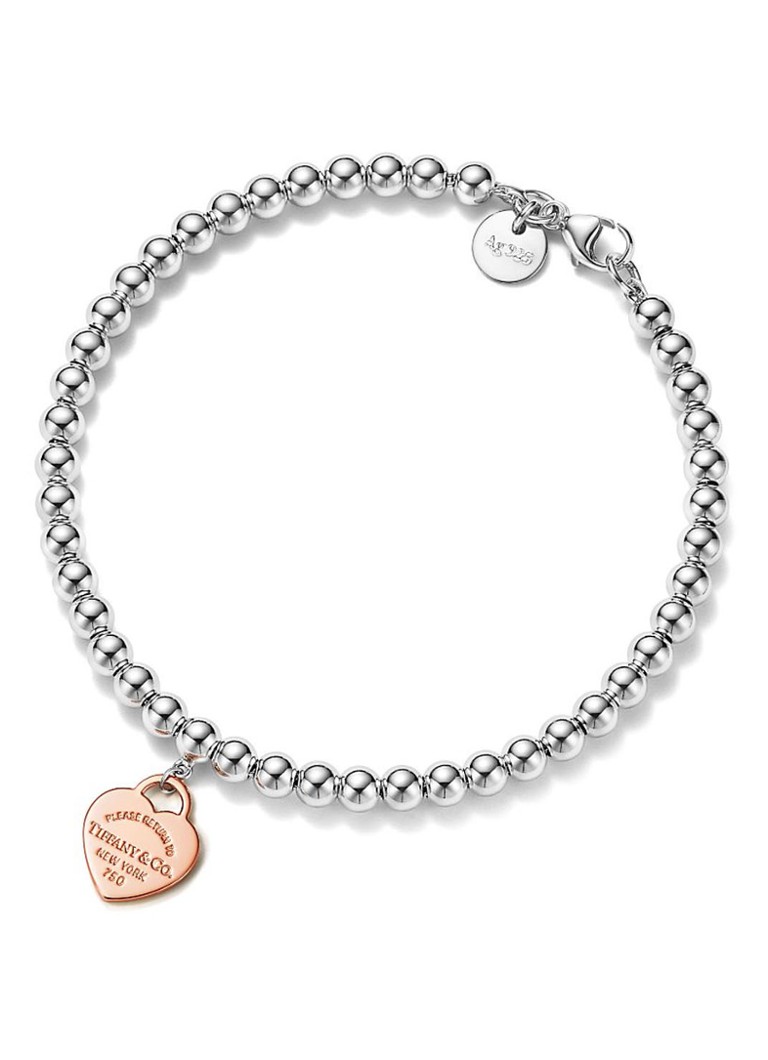 Tiffany & Co. Dames Heart Tag kralenarmband van sterling zilver en roségoud 18727 in de kleur