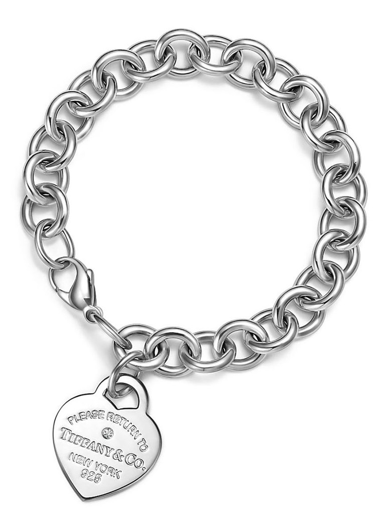 Tiffany & Co. Dames Heart Tag schakelarmband van sterling zilver met diamant 21820 in de kleur