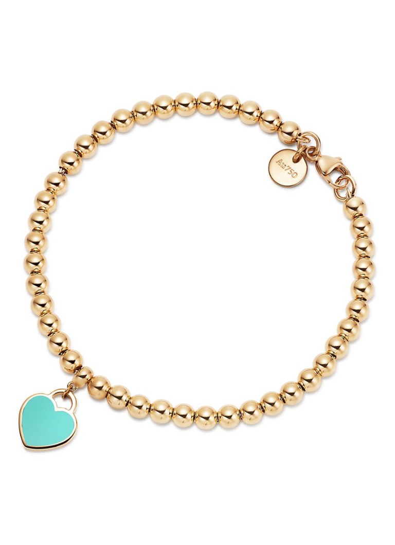 Tiffany & Co. Dames Mini Heart Tag Medium kralenarmband van 18 karaat geelgoud 68442 in de kleur