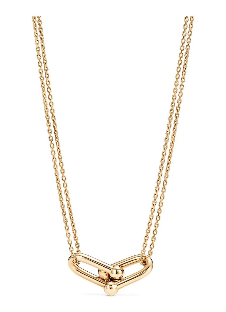 Tiffany & Co. Dames Double Link ketting van 18 karaat geelgoud met hanger 49380 in de kleur