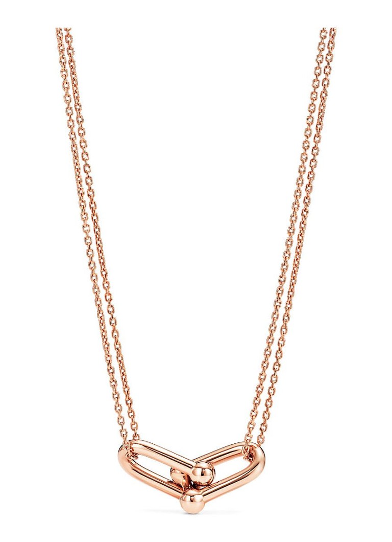 Tiffany & Co. Dames Double Link ketting van 18 karaat roségoud met hanger 57455 in de kleur