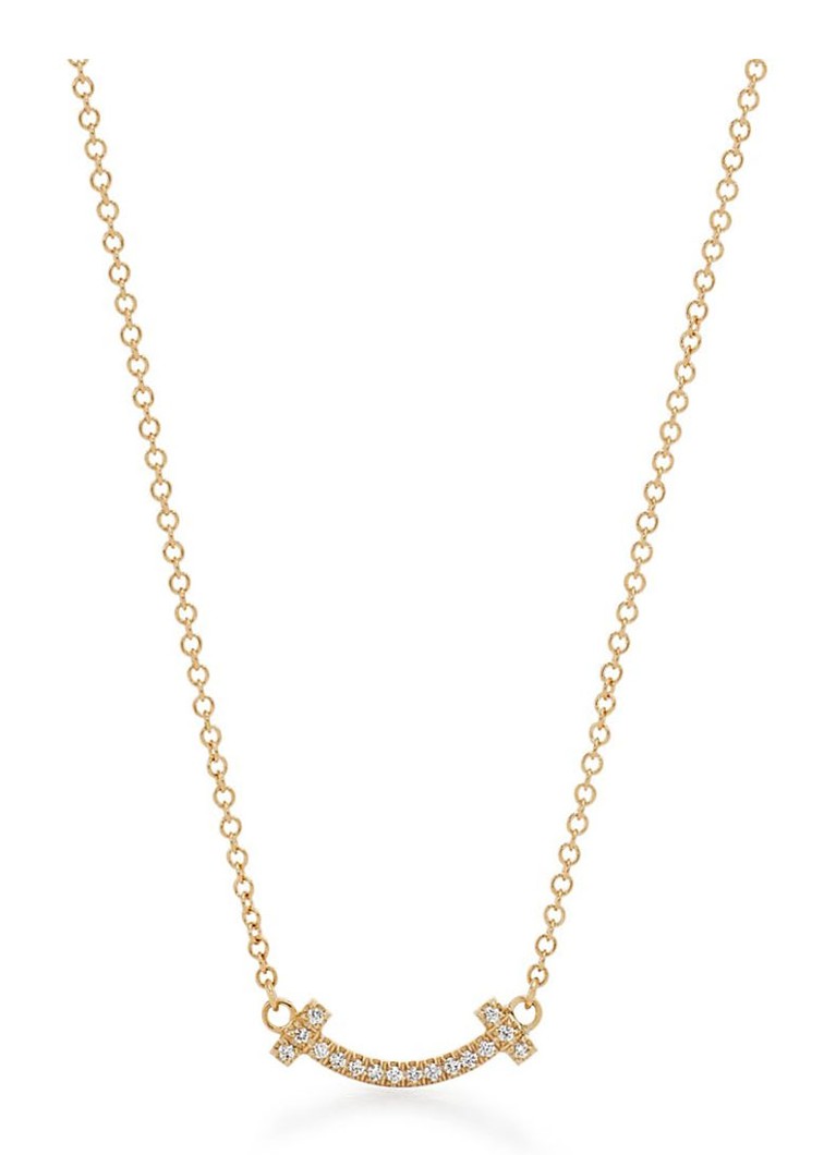 Tiffany & Co. Dames Smile Mini ketting van 18 karaat geelgoud met diamant en hanger 40243 in de kleur